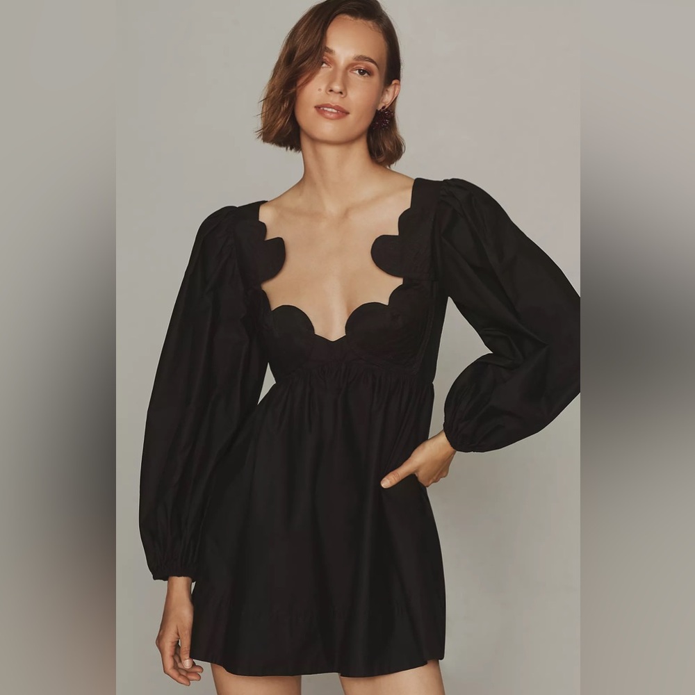 Farm Rio Long-Sleeve Heart Bodice Mini Dress